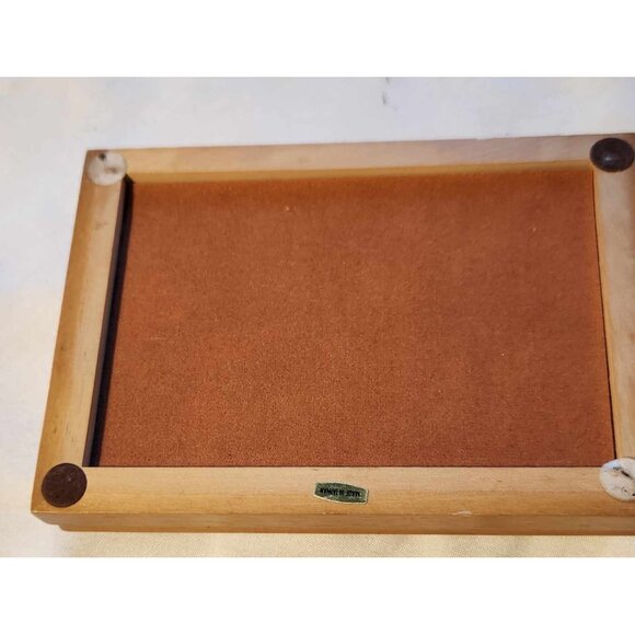 Handcrafted Wooden Playing Card Box With Fish Carving & Bicycle Cards - Picture 4 of 4